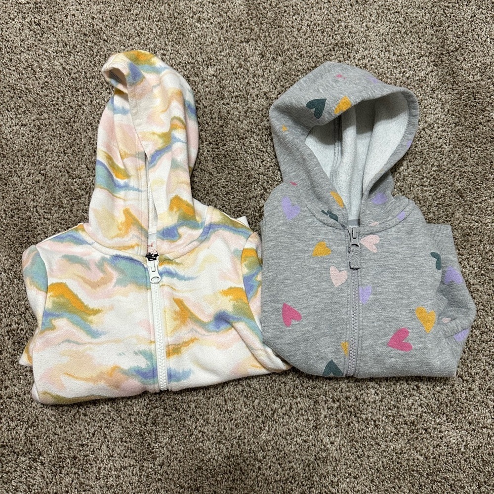 Cat & Jack Pastel and Gray Heart Hoodies